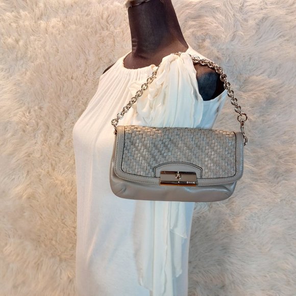 Coach Kristin Women's Weaving Elephant Gray Chain Strap LeatherMini Bag/Wristlet - Picture 1 of 10